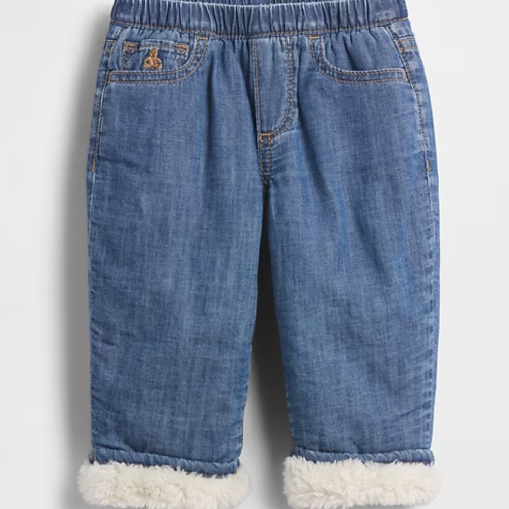 Baby Gap Sherpa-Lined Pull-On Barrel Jeans